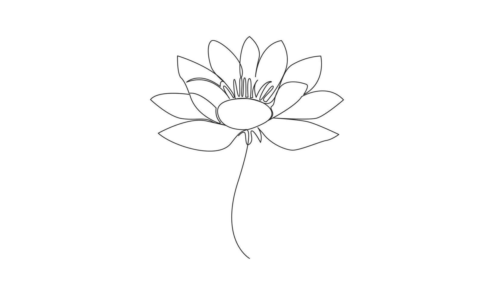 Water lily continuous one line drawing on white background minimalism design vector