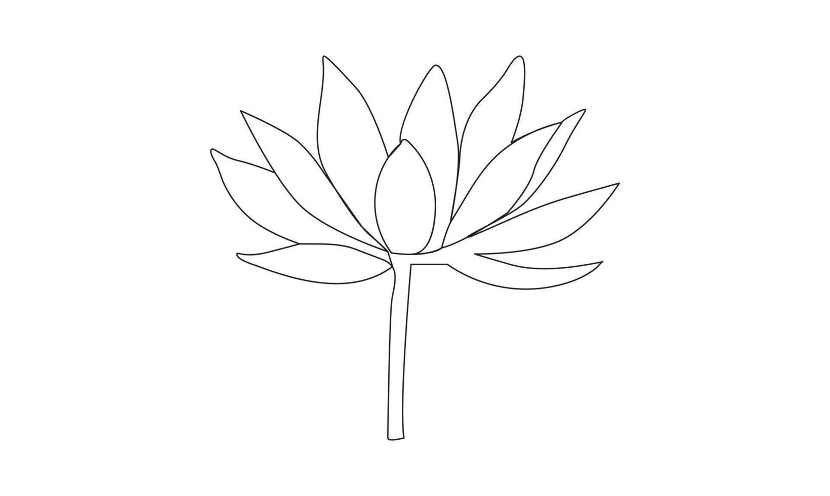 Simple water lily continuous one line drawing on white background minimalist vector