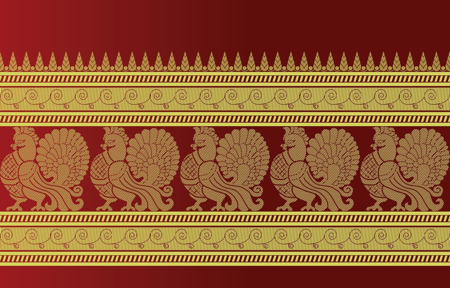 gold peafowl saree border vector