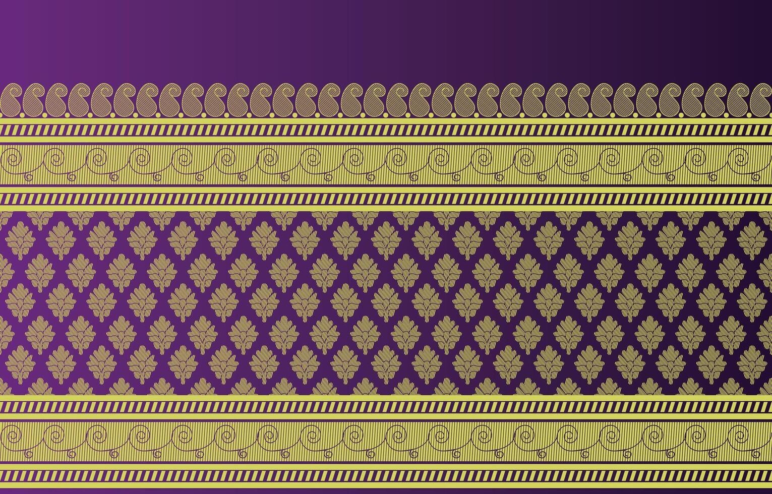 golden saree border with floral pattern vector