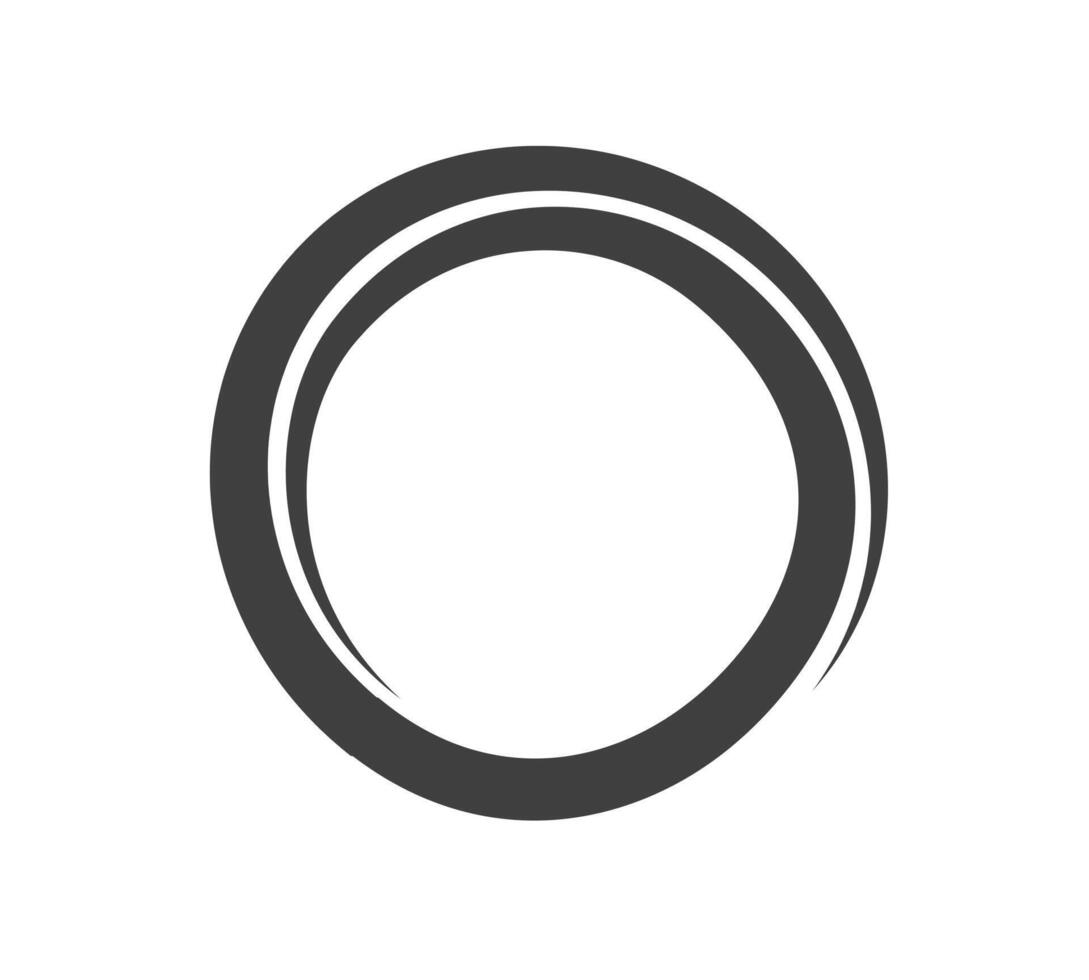 Round frame black and white ornament. Graphic border doodle. Ring curve link connection vector