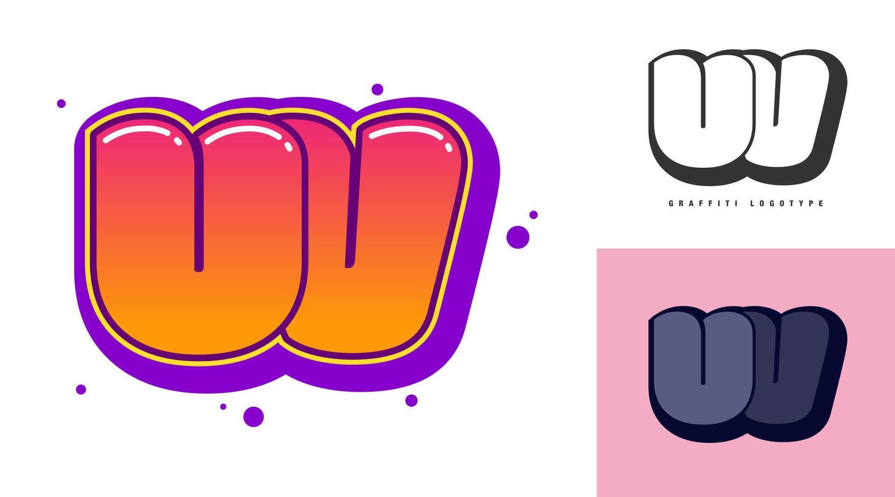 UV logo design for festival or party. Initial letter u and v in graffiti style. Creative modern lettering company name of font typography. Kids trendy logotype or identity. vector