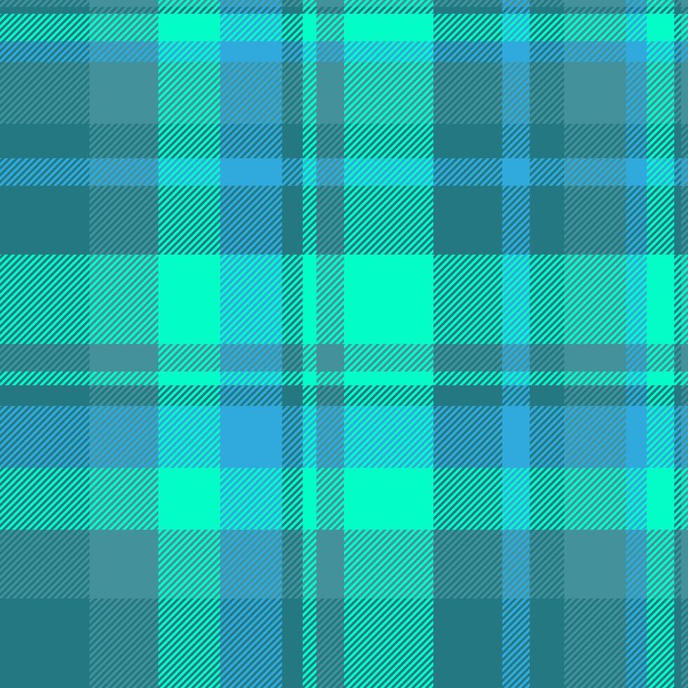 Front tartan seamless textile, vivid fabric check pattern. Brazil texture plaid background in cyan and bright colors. vector
