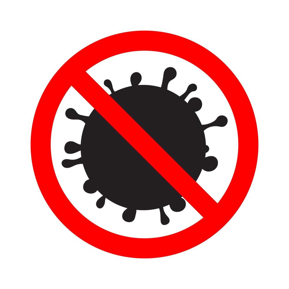 Stop virus prohibition sign. Infection protect. Danger biohazard symbol. Bacteria illustration. vector