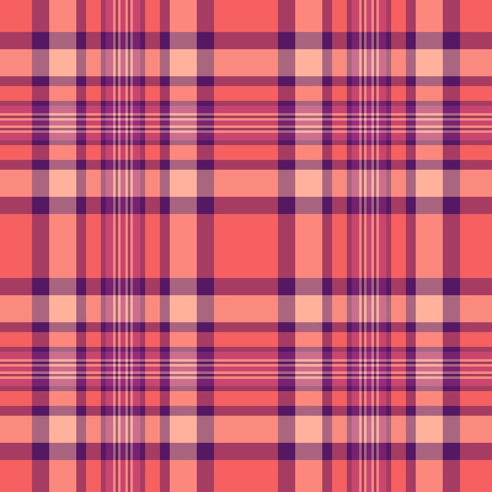 Full tartan plaid fabric, tiny background texture seamless. Installing textile pattern check in pink and red colors. vector