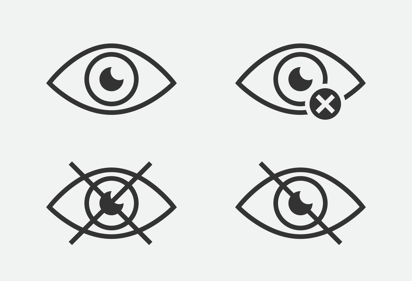 Set show password icon, eye symbol. vision hide from watch icon. Secret view web design element. vector