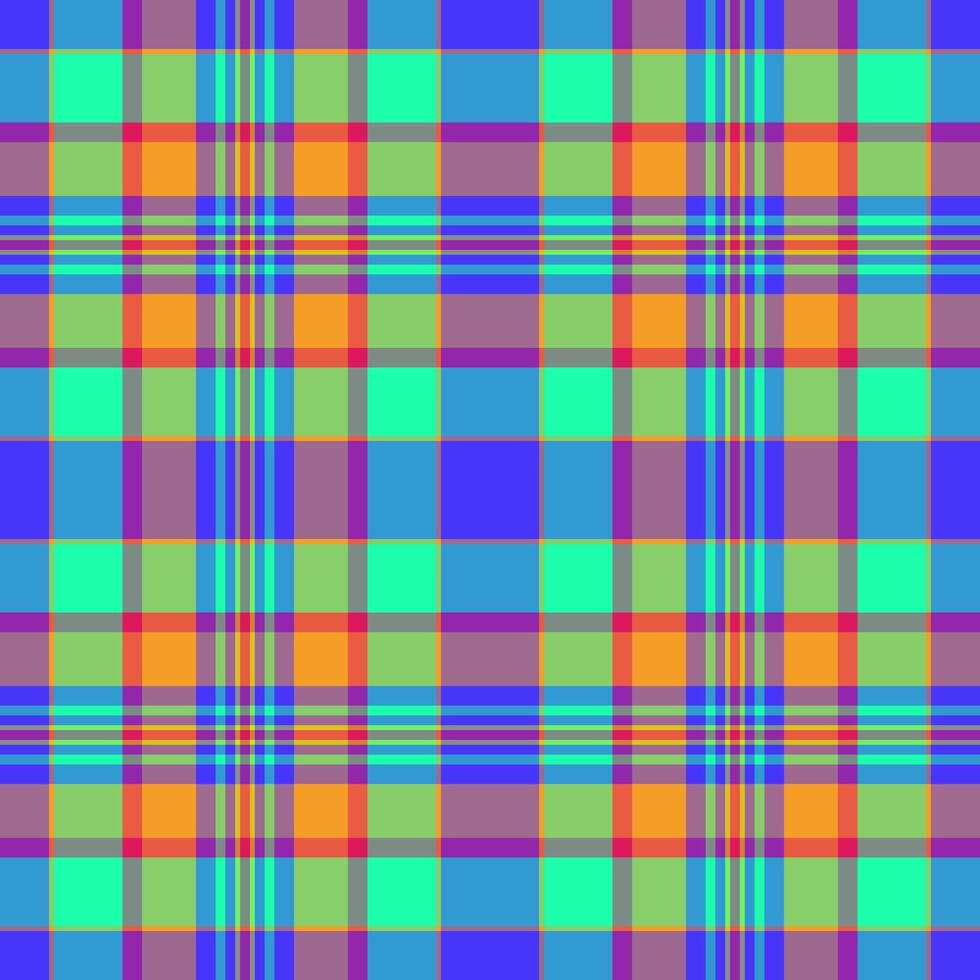 Rough pattern tartan fabric, blue seamless textile plaid. Wear check texture background in cyan and green colors. vector