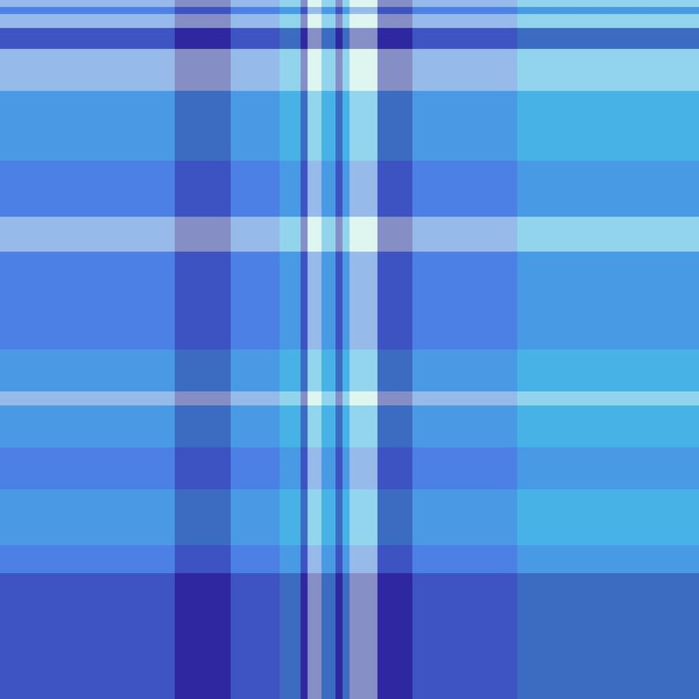 Expressive plaid textile tartan, magazine check seamless texture. Clan background pattern fabric in blue and cyan colors. vector