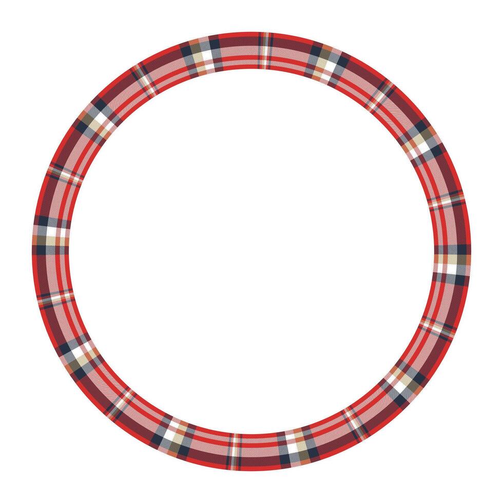 Round frame vintage pattern design template. Circle border designs plaid fabric texture. Scottish tartan background for collage art, gif card, handmade crafts. vector