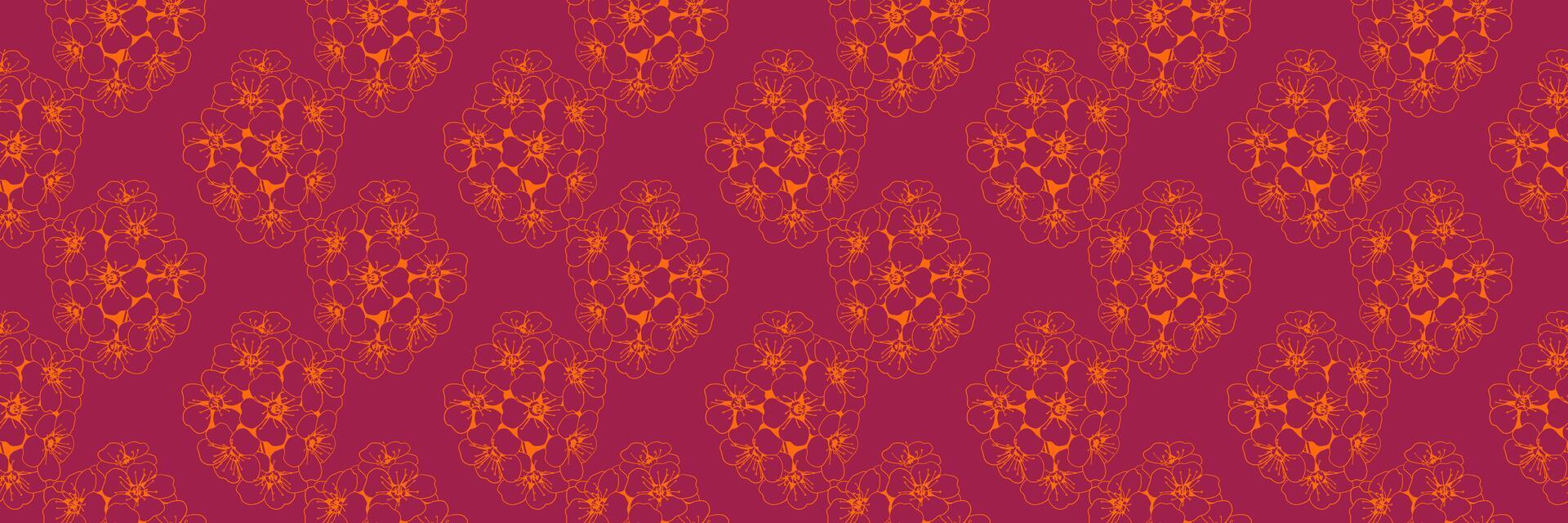 Hand drawn floral pattern design. Flower drawing simple ornament. vector