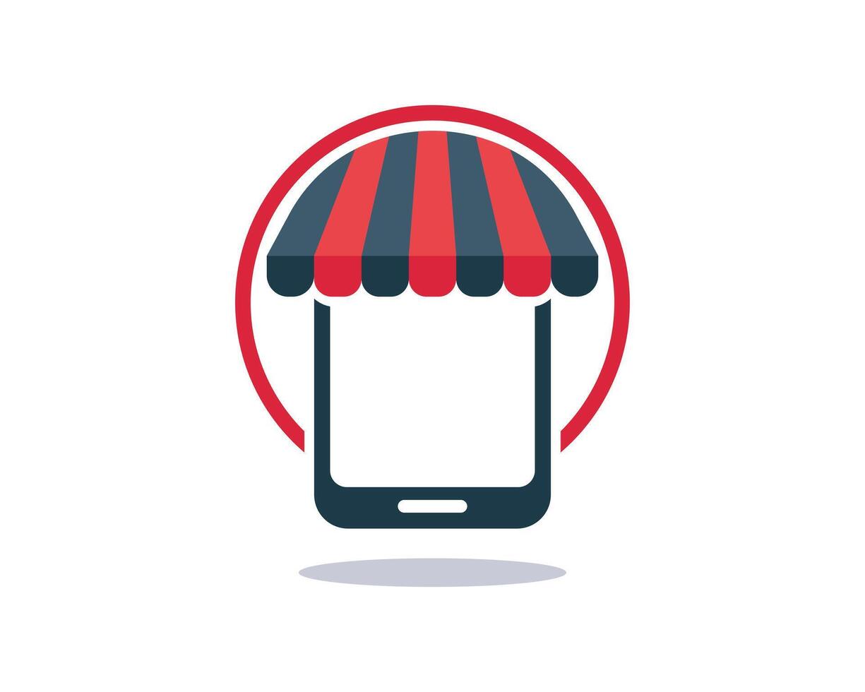 Shopping store logo for mobile e comerce and local market branding. Online shop icon simple minimalist sign for payments, shipping and sale, illustration. vector
