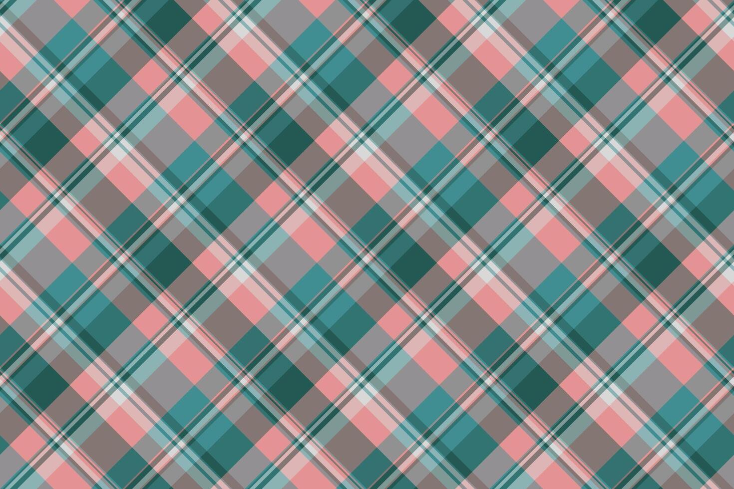 Fancy texture check seamless, buffalo pattern tartan. Punk background plaid textile fabric in pastel and teal colors. vector
