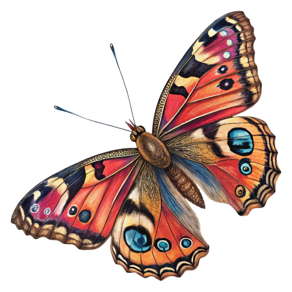 A butterfly with a blue eye with isolated on transparent background file png