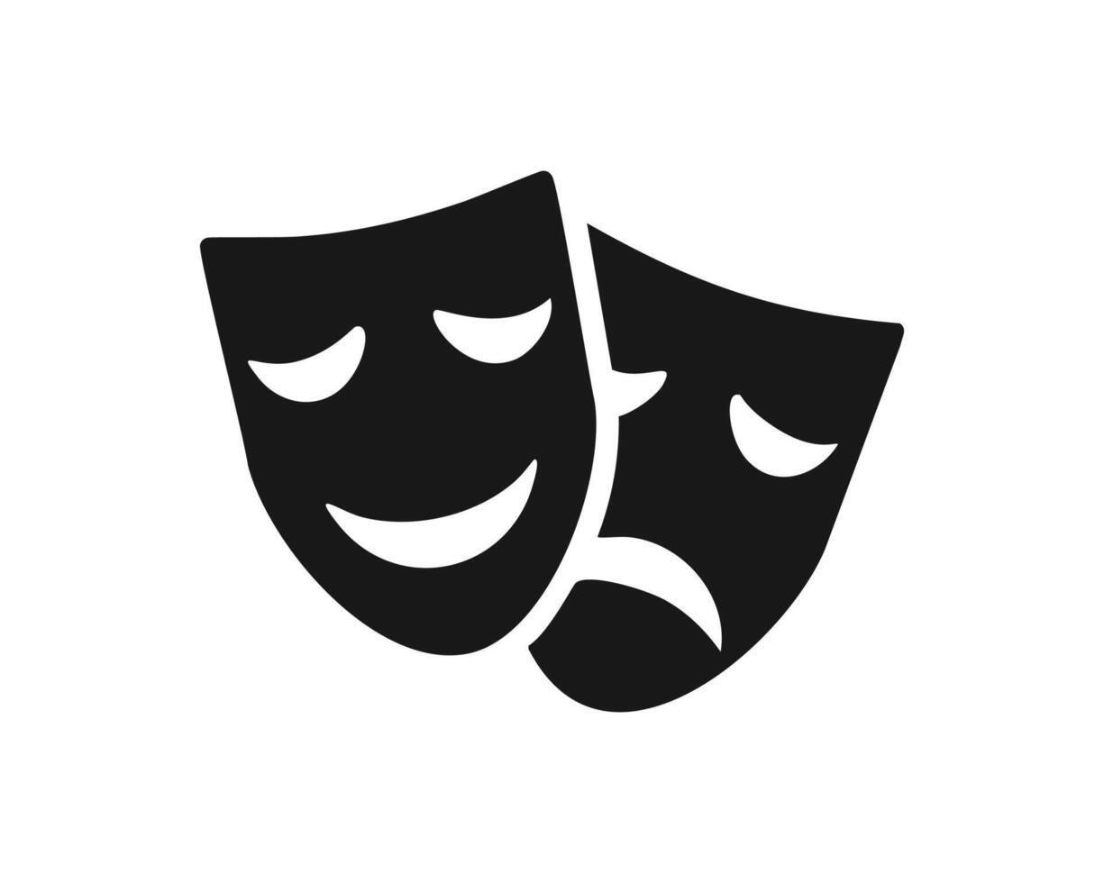 Comedy and Tragedy Masks. Masquerade Mask, Comic and Tragic Icon for Theater or Carnival. vector
