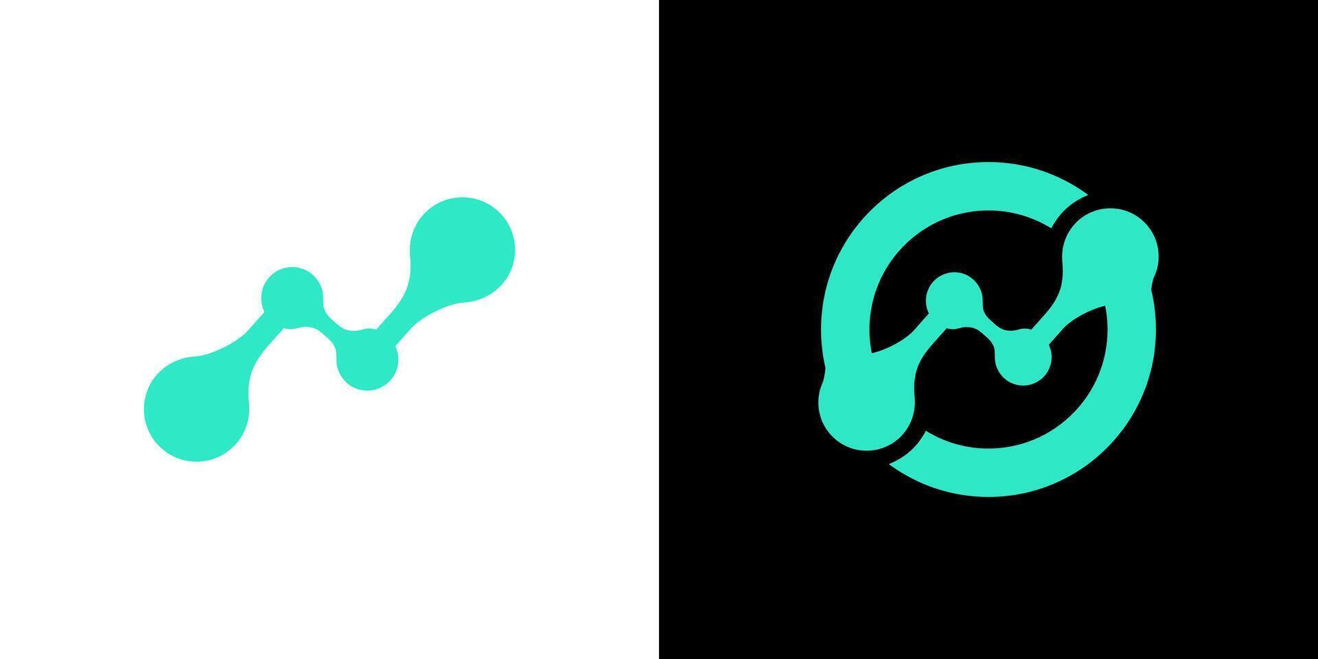 Neuron circle tech icon logo abstract background design isolated vector