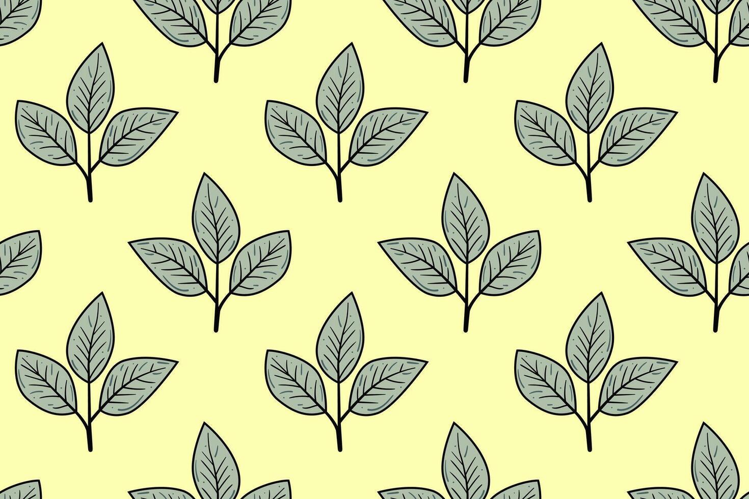 Hand drawn floral pattern design. Simple ornament with plant and leaf. vector