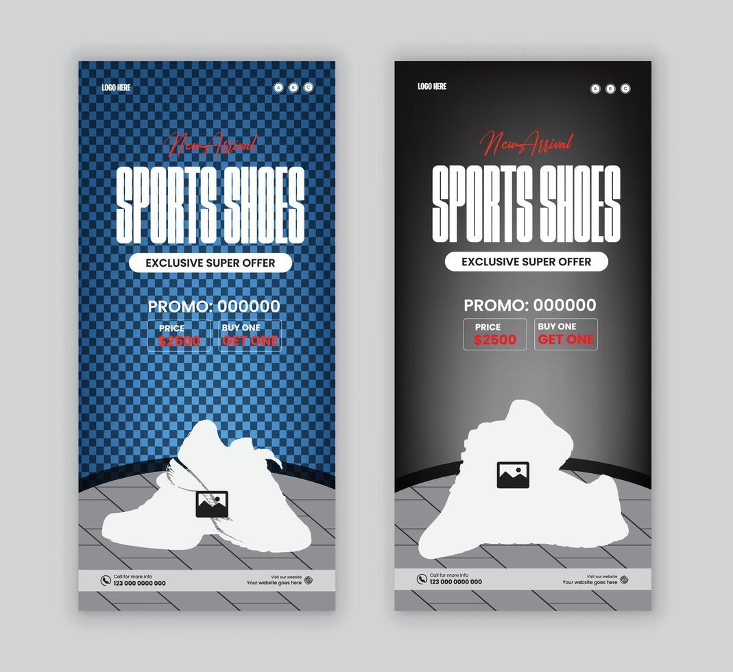 Modern sports shoes and walking shoes are new arrivals in Men's Shoes Sale DL Flyer designs vector