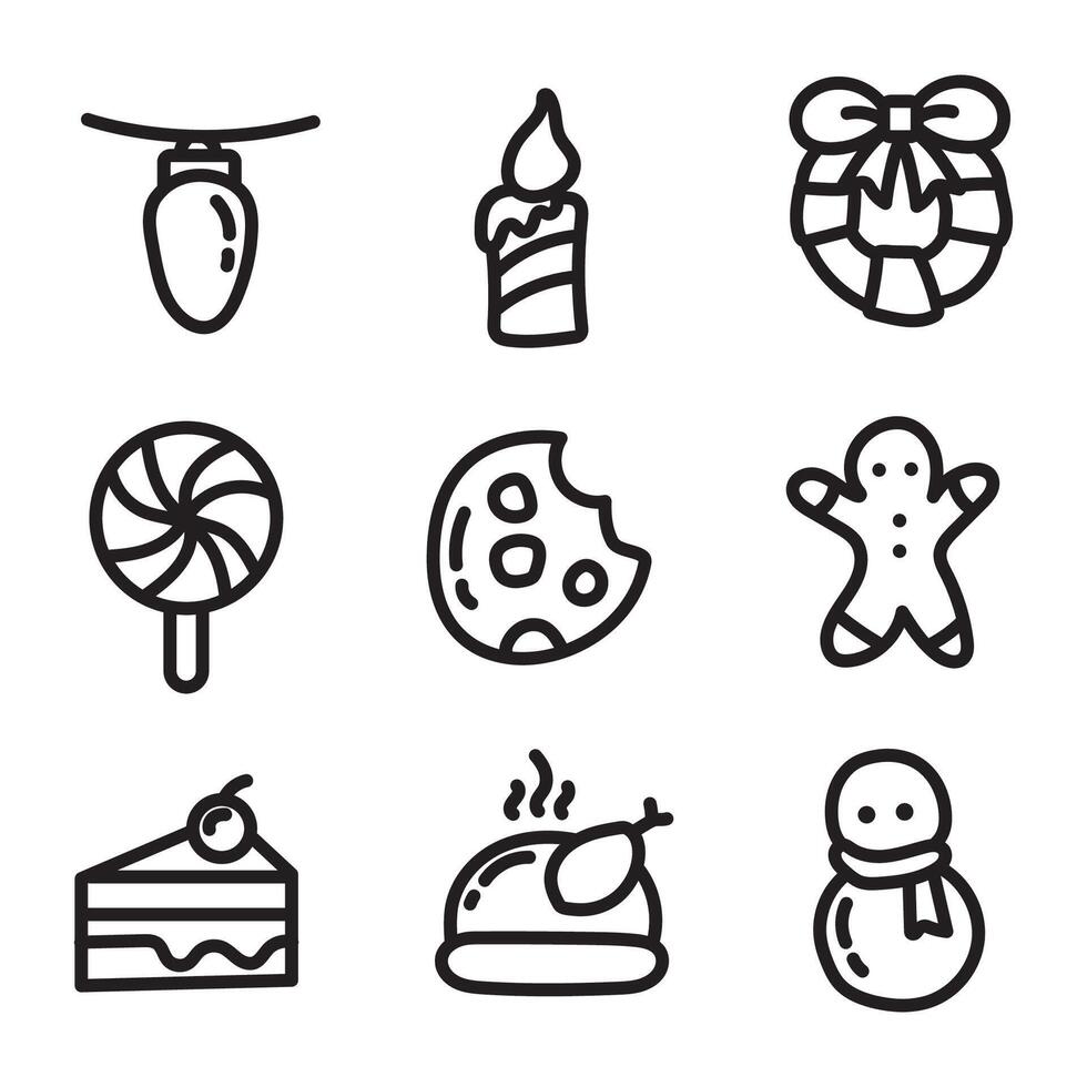 Christmas and New Year icons set for web design vector