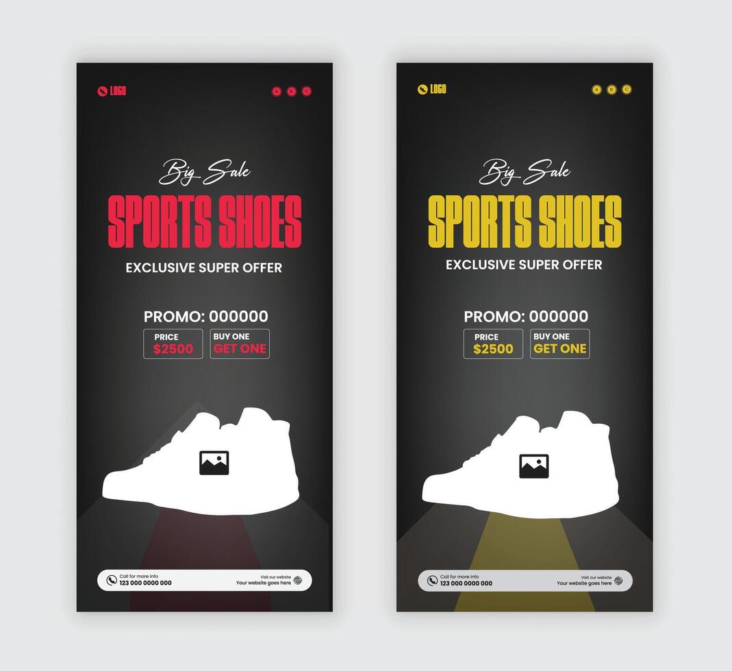 Exclusive sale footwear handbill design template, Modern Running Shoes Sale DL Flyer Design Template vector