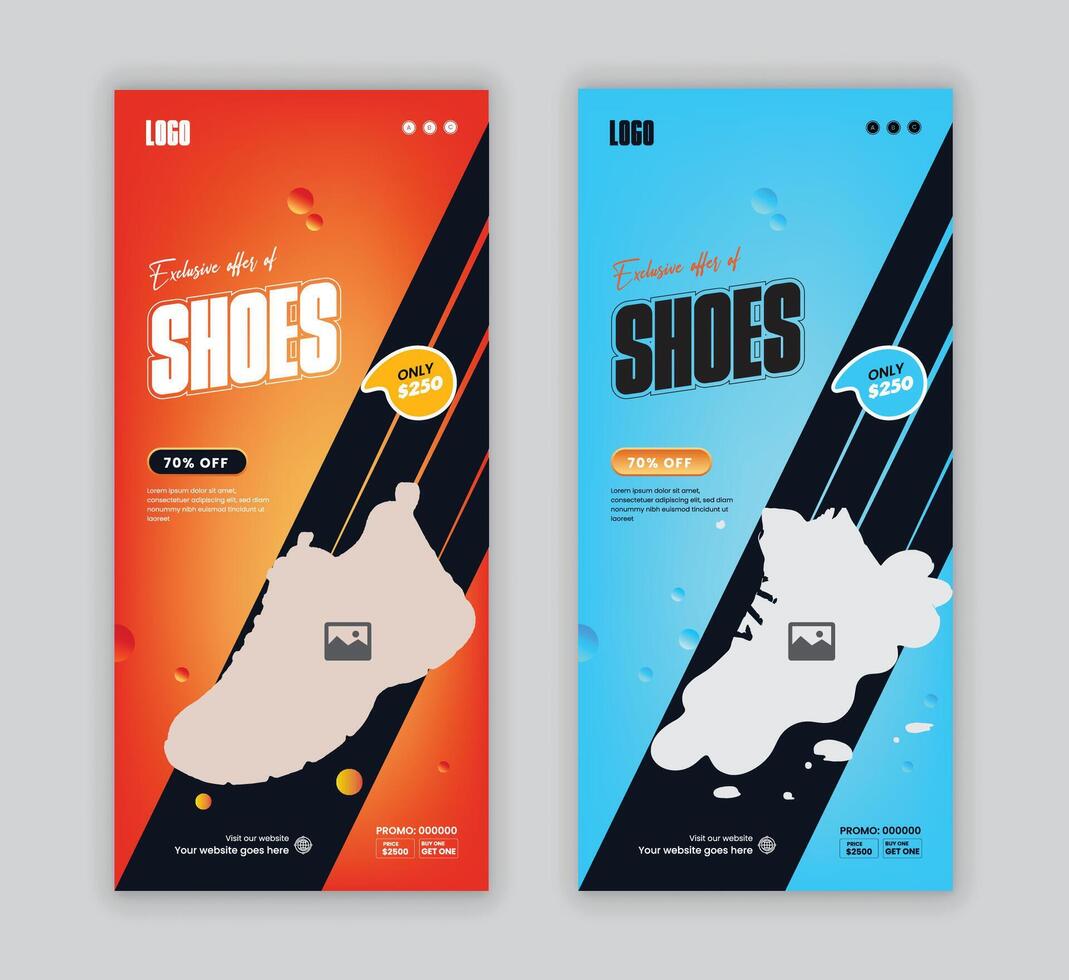 Walking shoe rack card design template vector