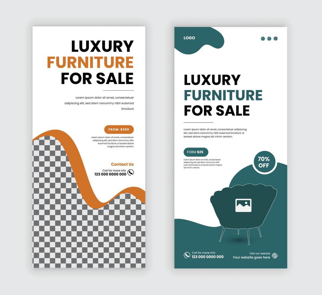 Home and office interior design dl flyer template with two concept designs vector