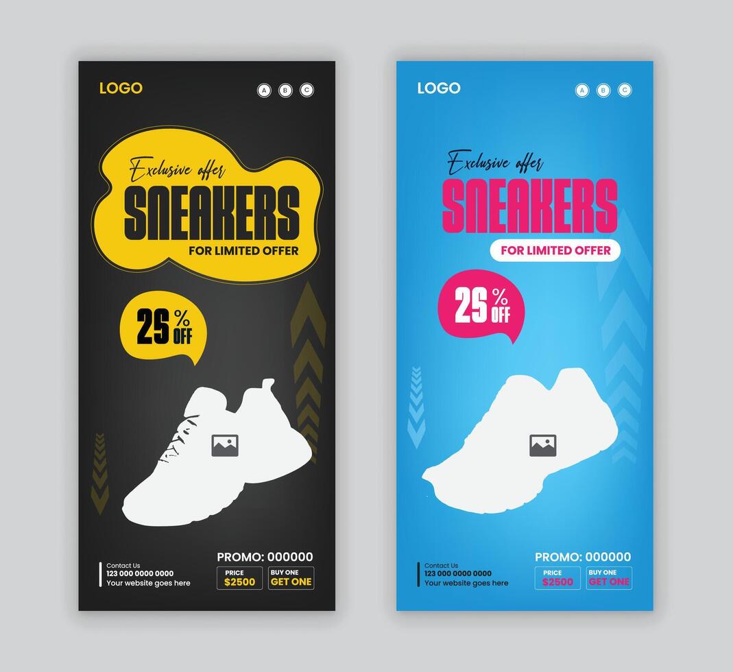New collection sneakers big sale dl flyer or vertical banner design template vector