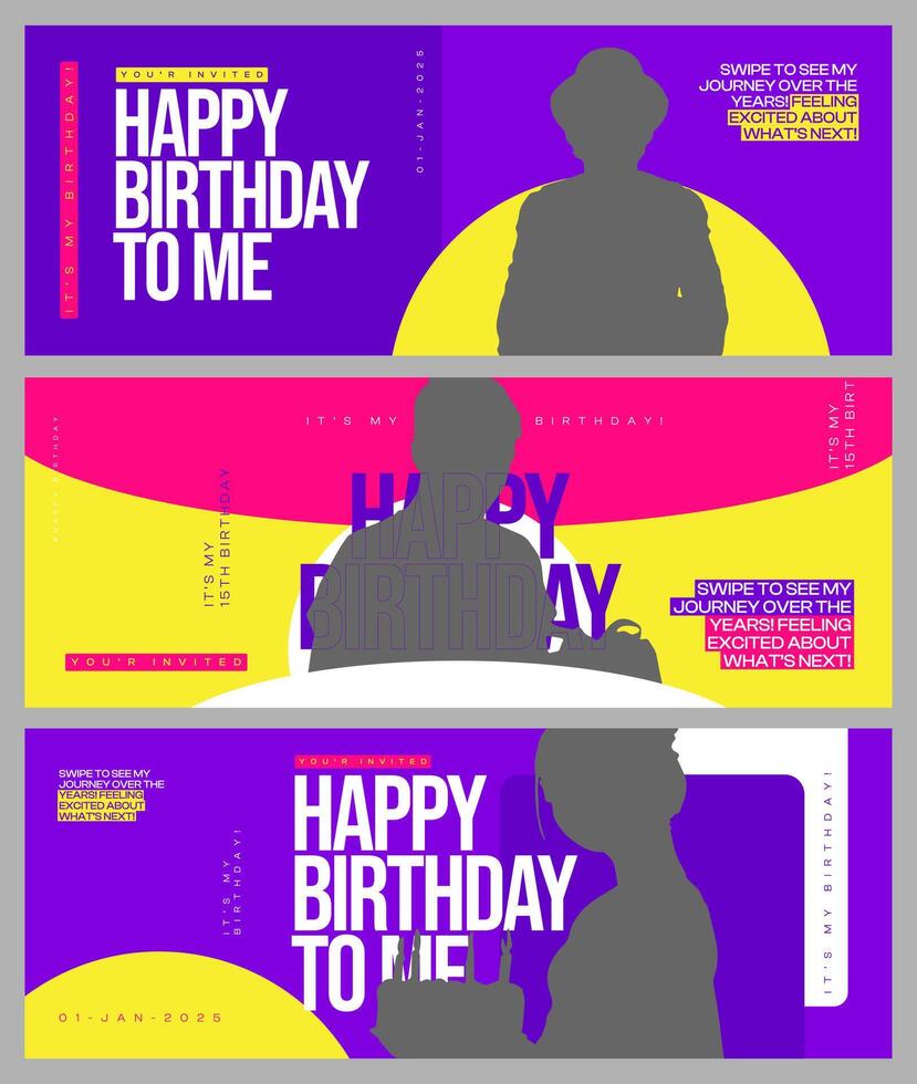Birthday Celebration. banner template.Social Media Banner.happy Birthday.Happy Birthday Instagram stories editable template for social media vector