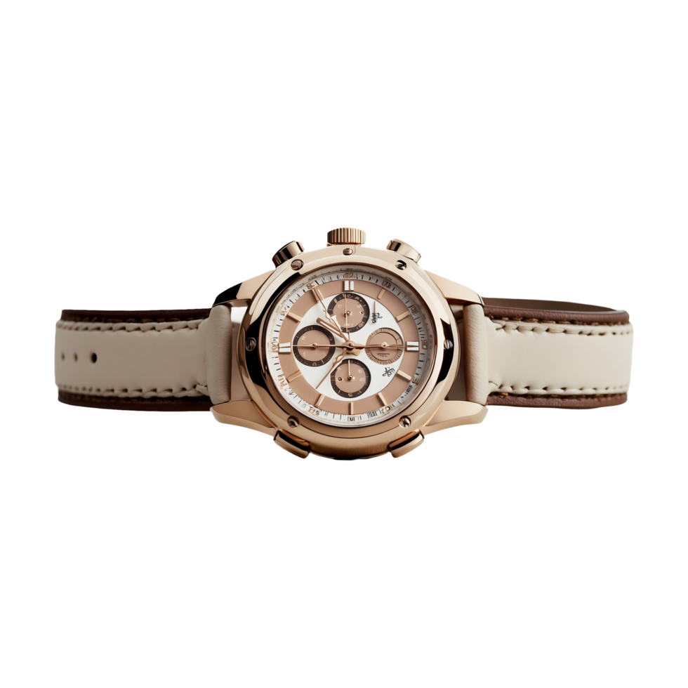 Modern Mens Leather-Strap Watch Elegant and Stylish Accessory Isolated on Transparent Background png