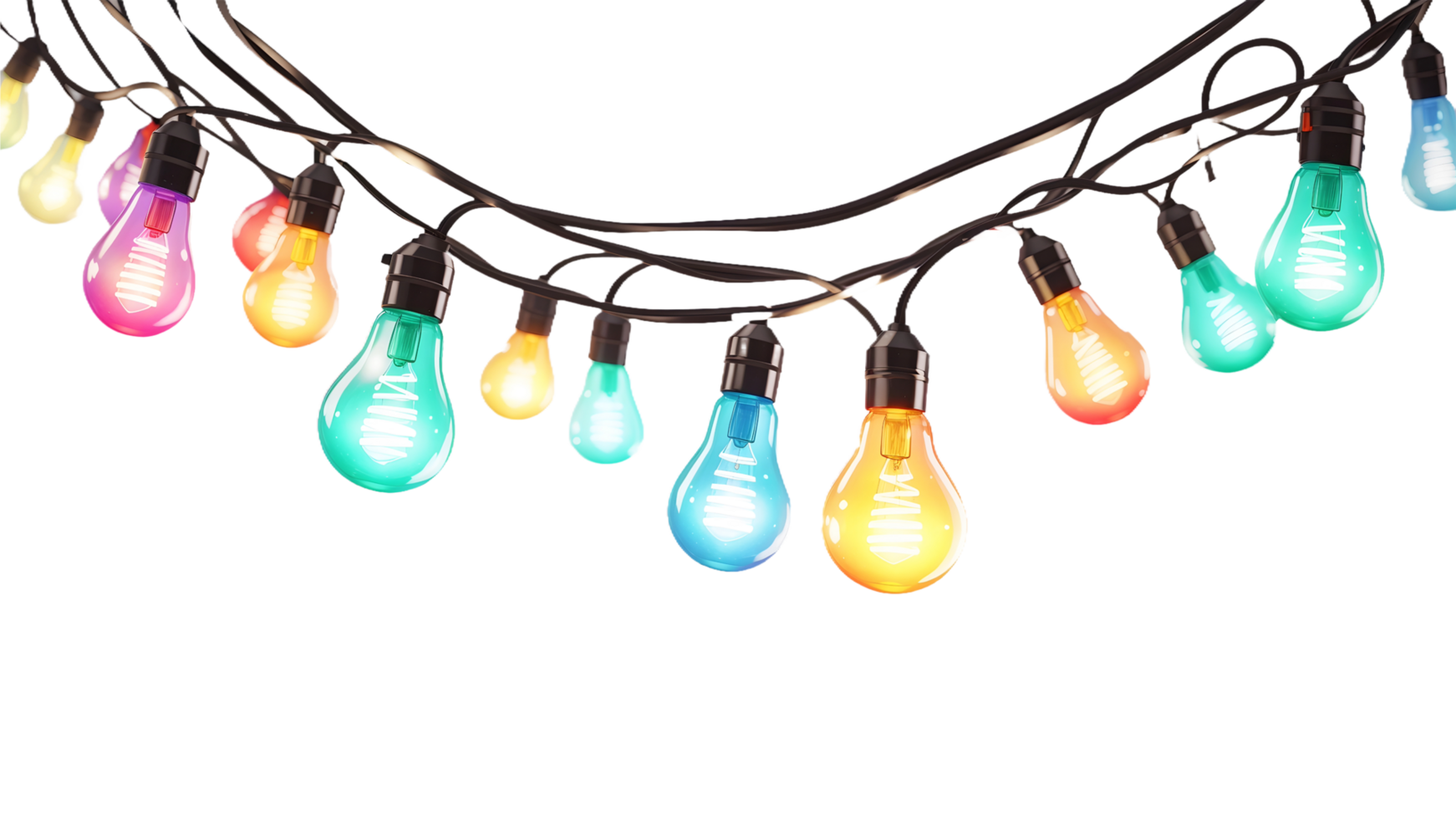Festive String of Multi-Colored Holiday Lights with Warm Glow Perfect for Product Covers and Decorative Use png