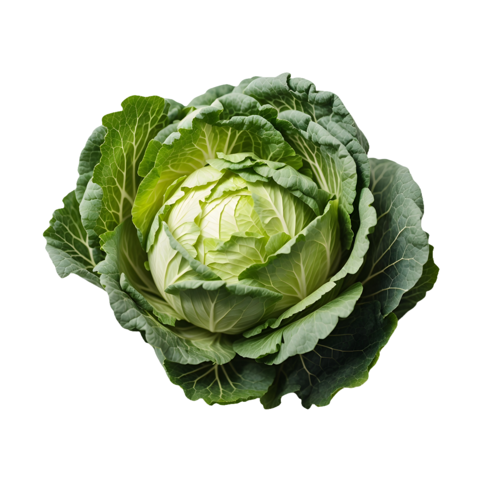 Crisp Fresh Green Cabbage Head Isolated on Transparent Background Ideal for Food Photography and Fresh Produce Marketing png