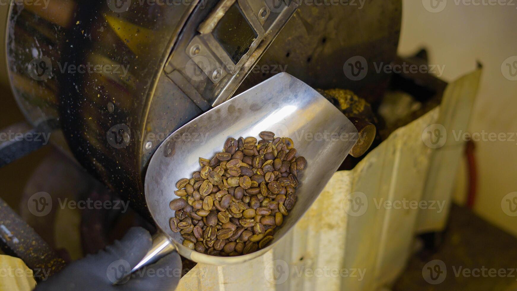 Bajawa's traditional coffee roasting process, showcasing rich beans being expertly roasted, capturing the essence of local culture and flavor. photo