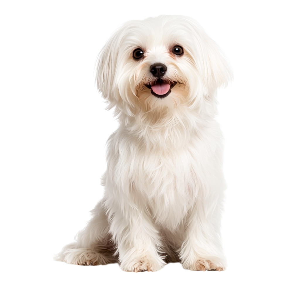 Happy White Dog Sitting with Joyful Expression png