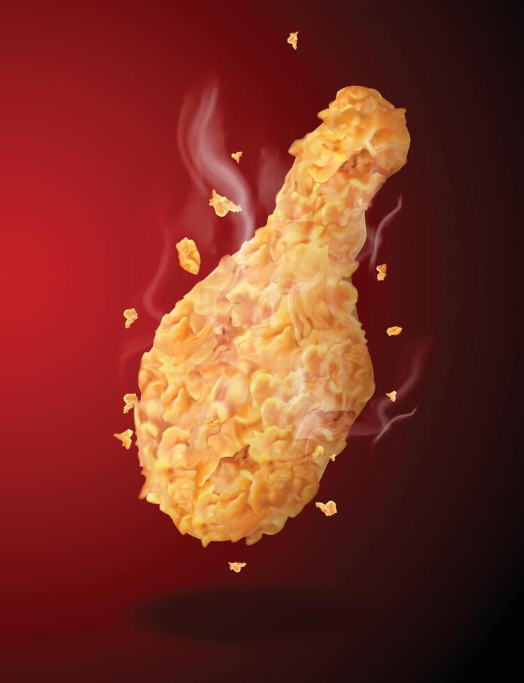 Fried Chicken leg piece crispy, crunchy chicken with Background vector