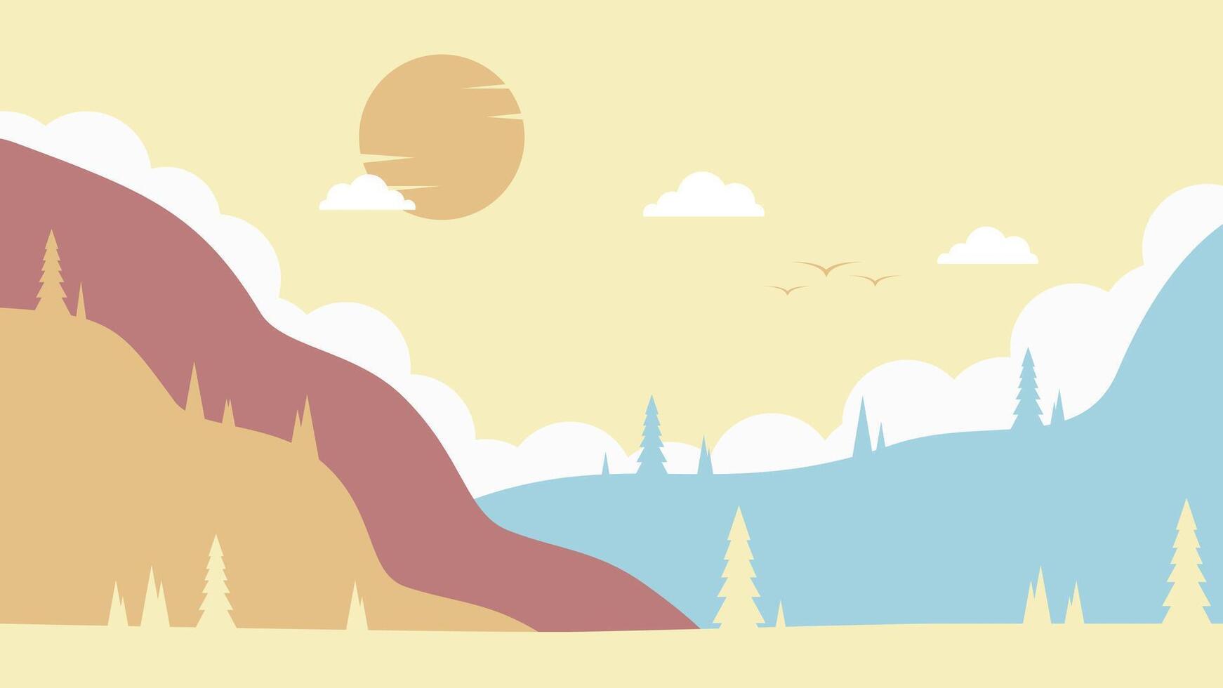 Abstract Nature Landscape texture with mountain hill and sunrise vector