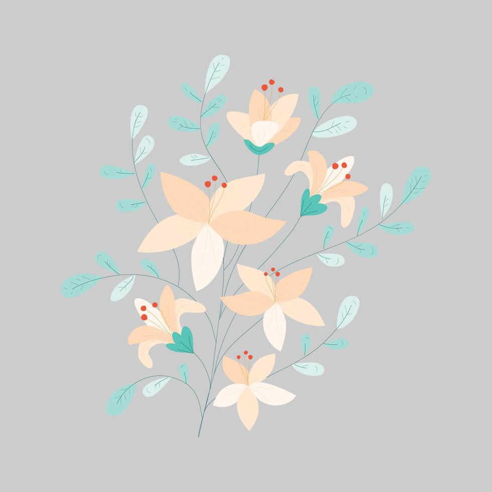 Blend of wildflowers in a watercolor style on a white background. vector