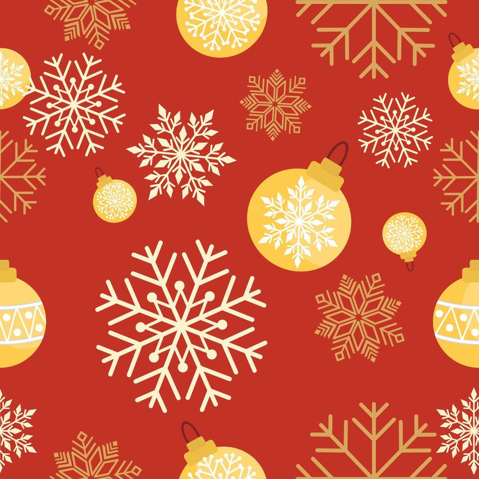 Seamless pattern with snowflakes and Christmas balls. illustration. vector