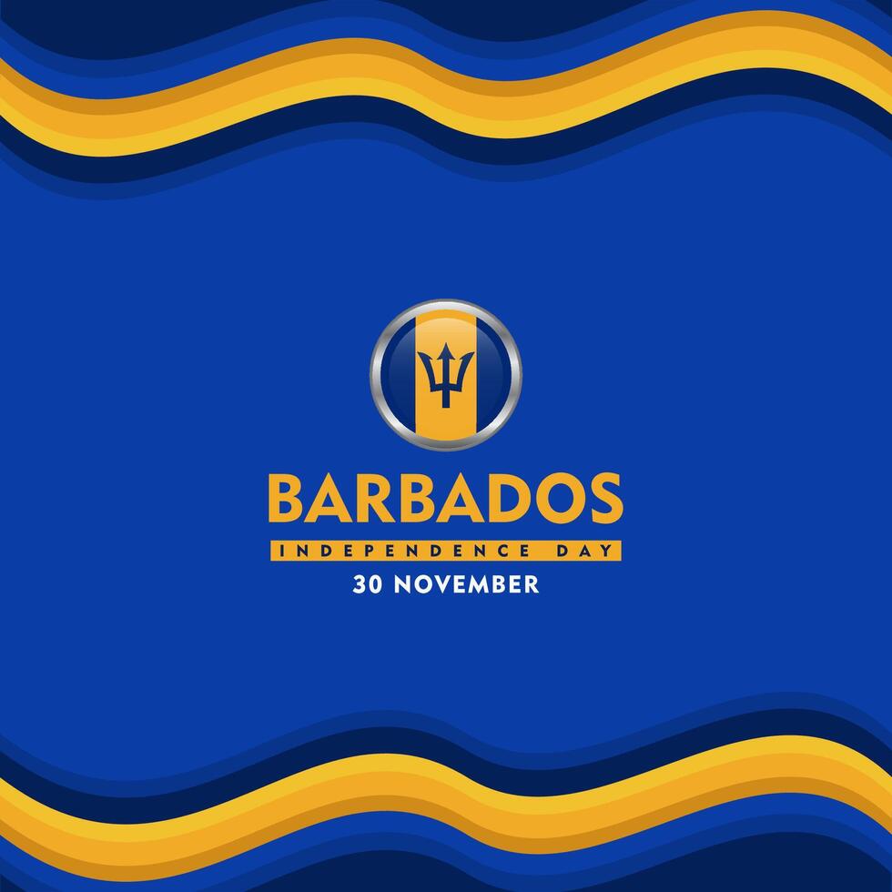 barbados international day logo with blue and yellow waves vector