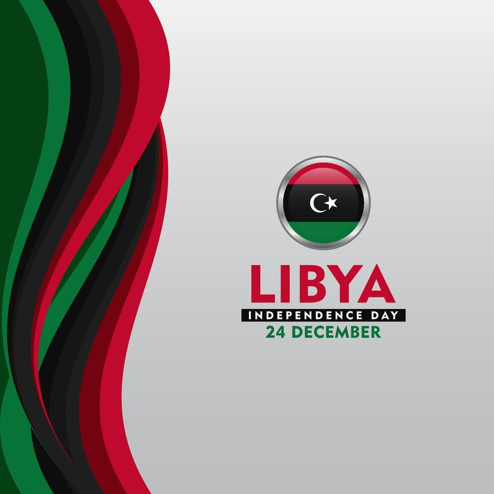 libya independence day background with flag and ribbon vector