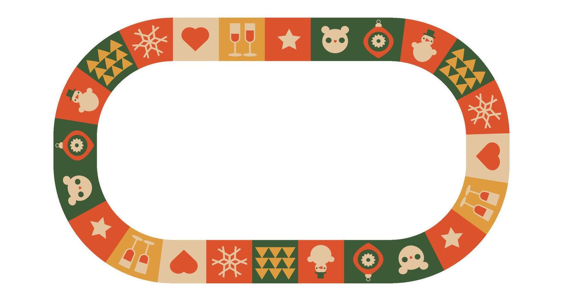 Geometric tiles for Christmas design. Oral ornate composition. festive mosaic frame vector