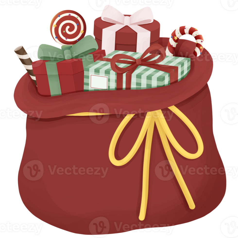 Christmas gifts bag png