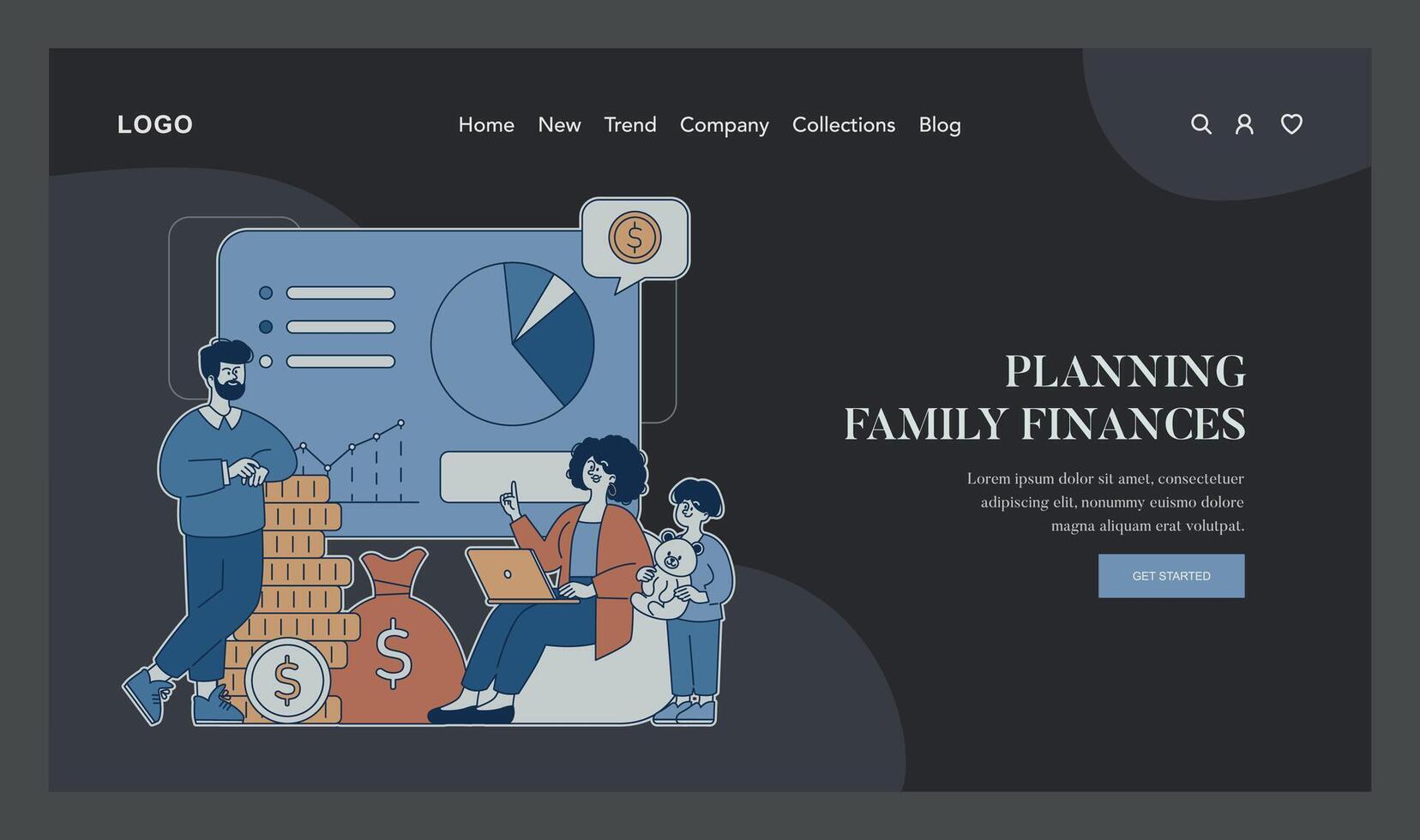 Middle Class Family. Flat Illustration vector