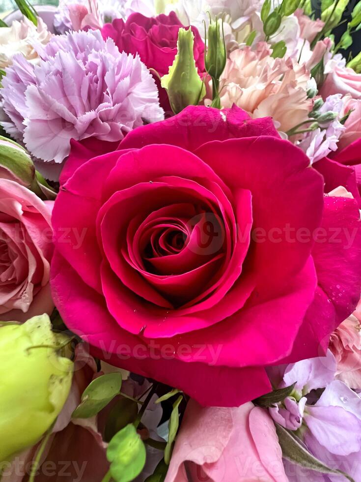 Bouquet of different beautiful flowers photo