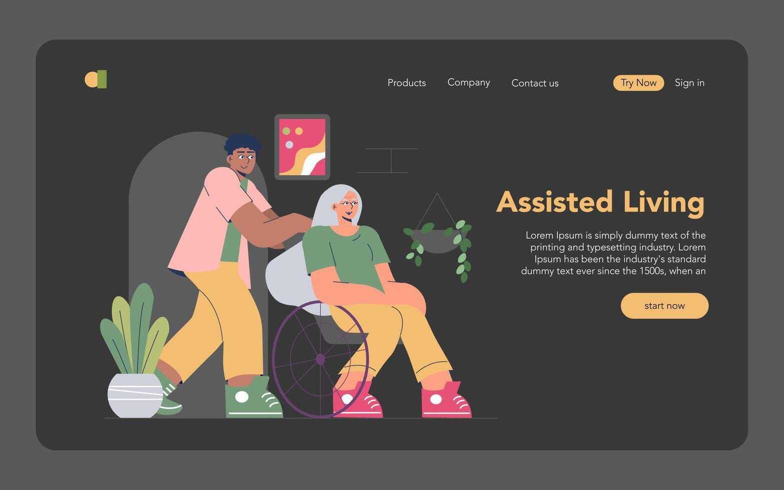 Nursing Home. Flat Illustration vector