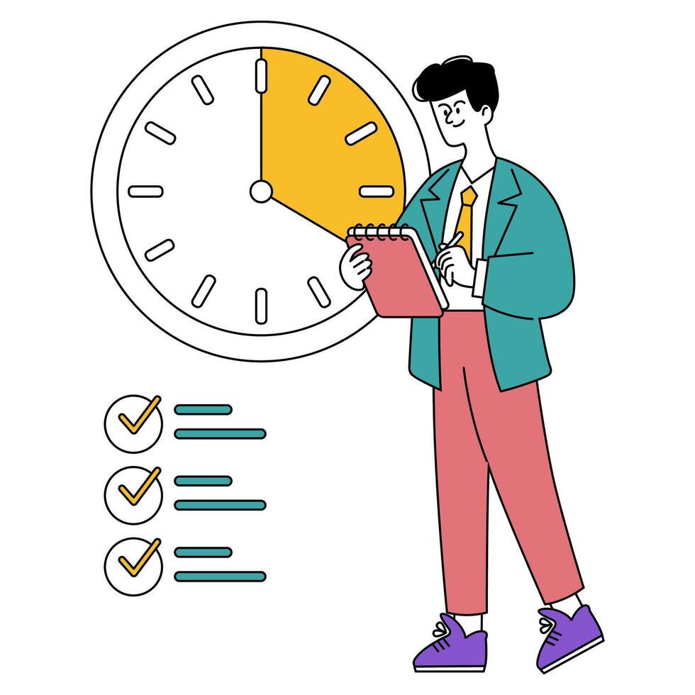 A Comprehensive Illustration of Time Management Techniques and Productivity Strategies vector