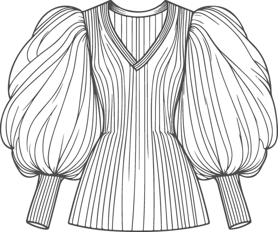 Halter Puff Sleeve Gown Line Art vector