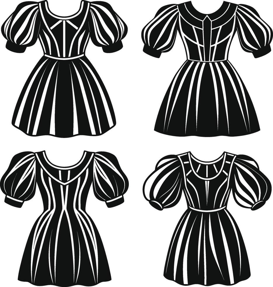 Festival-Style Puff Sleeve Dress vector