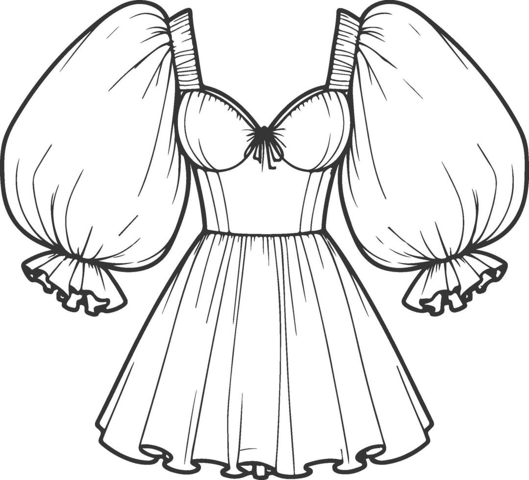 Romantic Puff Sleeve Gown Design vector