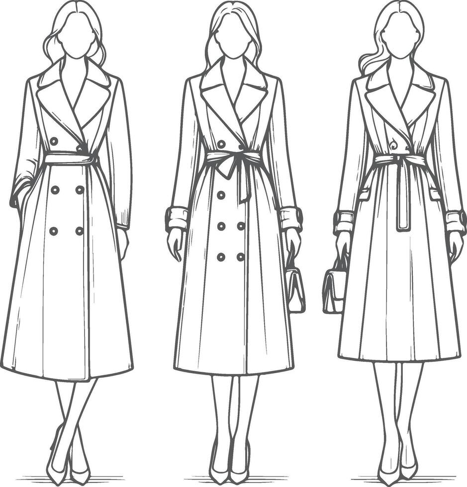 Festive Girls' Overcoat Design vector