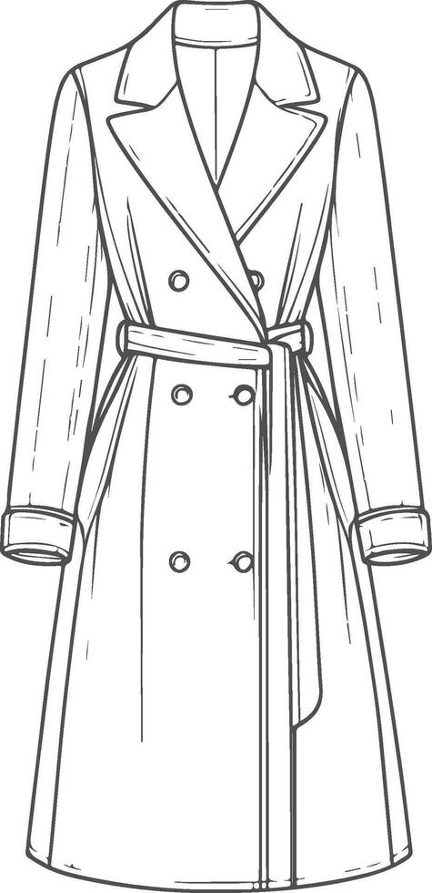 Frill Accent Overcoat Line Art vector