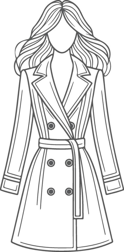 Ruffled Hem Girls' Overcoat Design vector